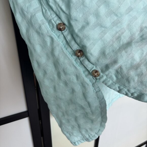 J. Jill Textured Plaid Shirt Tunic M Mint Green Largenlook Coastal Beachy - Picture 10 of 16